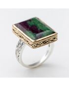 Bague en Argent, Laiton & Rubis Zoisite