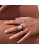 Bague en Argent, Laiton & Nacre blanche