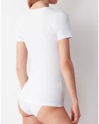 T-Shirt col rond en coton blanc