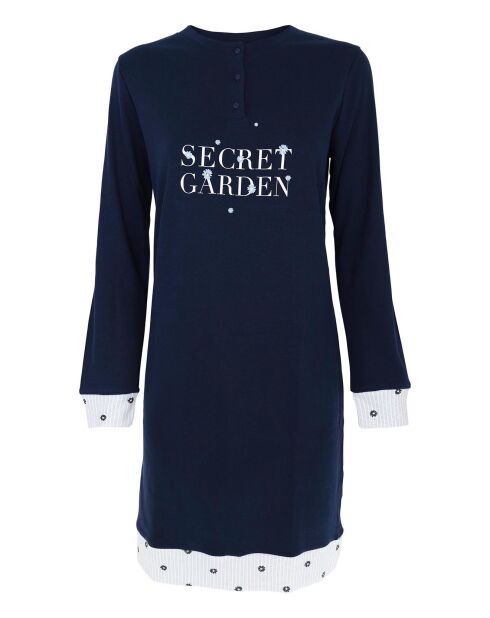 Chemise de nuit manches longues bleue