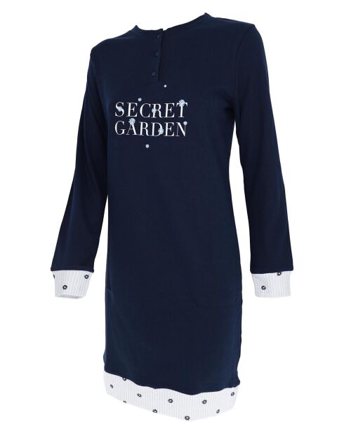 Chemise de nuit manches longues bleue