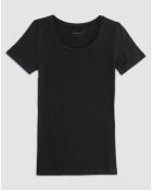 T-Shirt col rond en coton noir