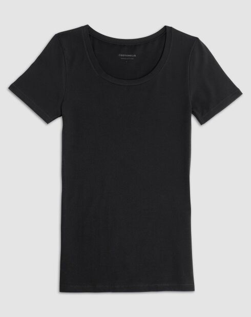 T-Shirt col rond en coton noir