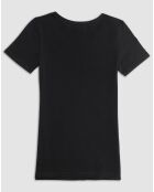 T-Shirt col rond en coton noir