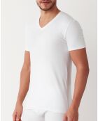 T-Shirt Col V en coton blanc