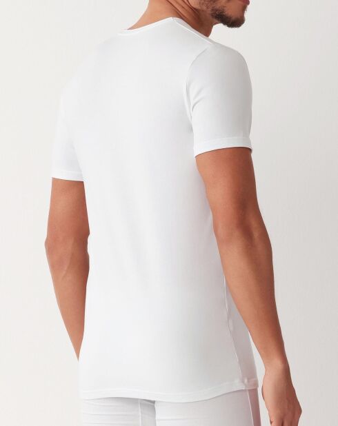 T-Shirt Col V en coton blanc