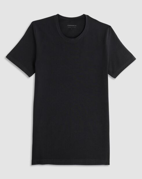 T-Shirt col rond en coton noir