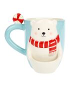 Mug porte biscuit blanc/bleu - D.11 cm