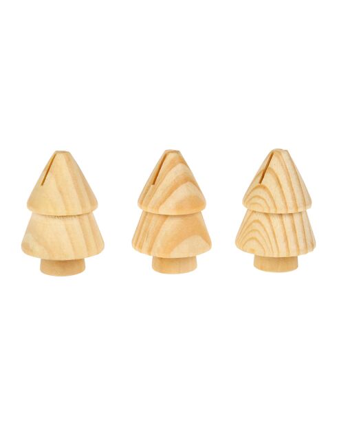 3 Marques place Forme sapin bois - 12x6x4 cm