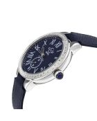 Montre Quartz Femme Astor en Cuir & Diamants 0.25 ct bleue