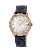 Montre Quartz Femme Morcote en Cuir & Diamants 1.3 ct noire