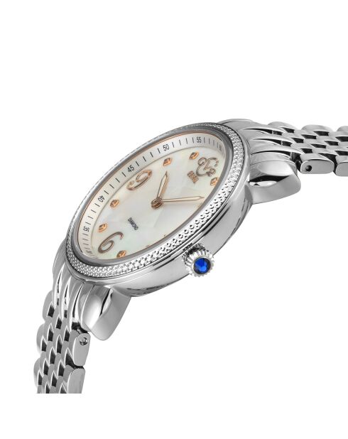 Montre Quartz Femme Ravenna en Acier & Diamants 0.04 ct argentée