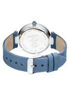 Montre Quartz Femme Matera en Velours de Cuir & Diamants 0.04 ct bleu clair