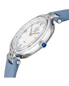 Montre Quartz Femme Matera en Velours de Cuir & Diamants 0.04 ct bleu clair