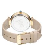 Montre Quartz Femme Matera en Velours de Cuir & Diamants 0.04 ct nude