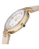 Montre Quartz Femme Matera en Velours de Cuir & Diamants 0.04 ct nude