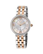 Montre Quartz Femme Verona en Acier & Diamants 0.06 ct argenté/rose doré