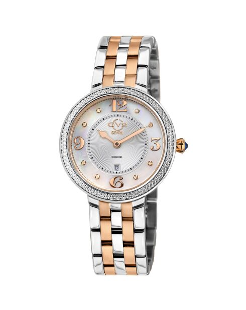 Montre Quartz Femme Verona en Acier & Diamants 0.06 ct argenté/rose doré