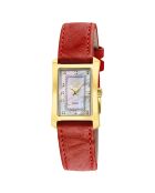 Montre Quartz Femme Luino en Cuir & Diamants 0.08 ct rouge