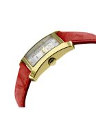 Montre Quartz Femme Luino en Cuir & Diamants 0.08 ct rouge