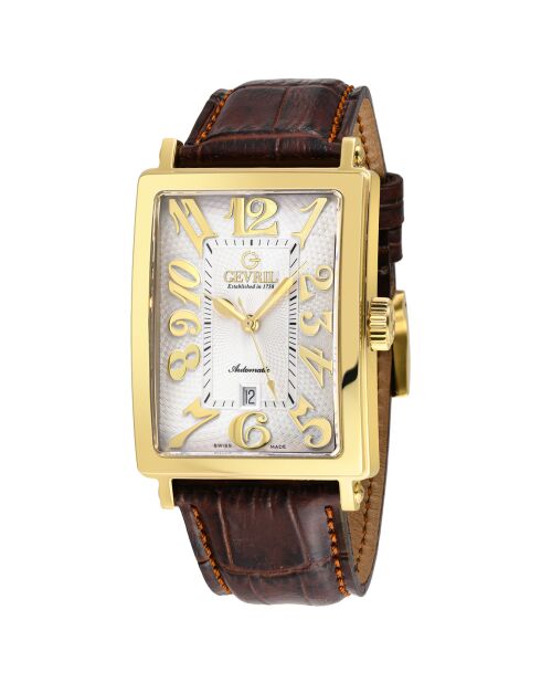 Montre Automatique Homme Avenue of Americas en Cuir marron