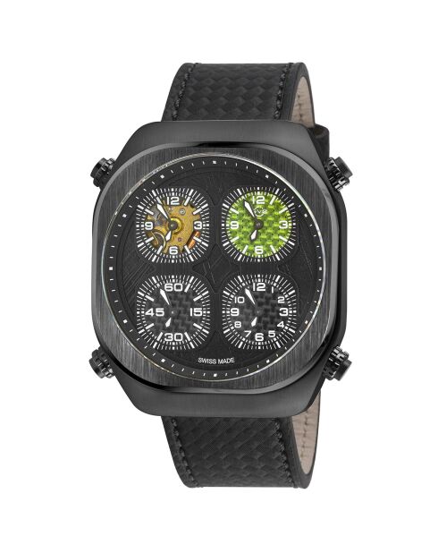 Montre Quartz Homme Quattro en Cuir noire