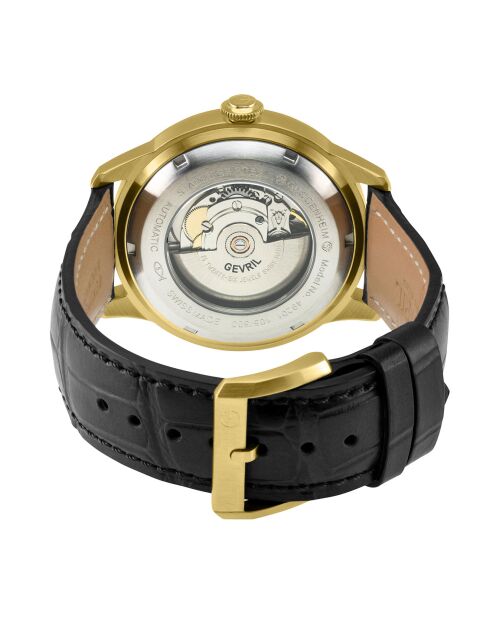 Guggenheim automatisch zwart leren herenhorloge