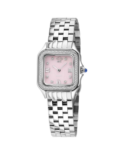 Montre Quartz Femme Milan en Acier & Diamants 0.04 ct argentée