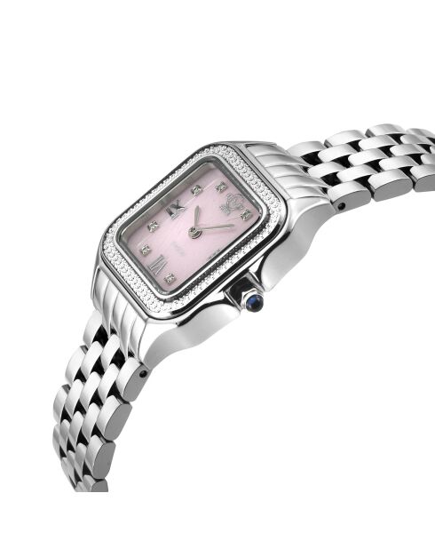 Montre Quartz Femme Milan en Acier & Diamants 0.04 ct argentée