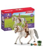 Cavalière sur jument Lipizzan multicolore
