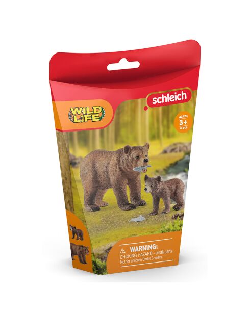Maman grizzly avec ourson multicolore