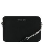 Jet Set Schultertasche aus Leder, 14 x 17 x 5 cm, Schwarz