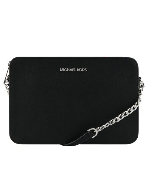 Jet Set zwarte leren schoudertas - 14x17x5 cm