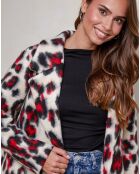 Manteau Sarah leopard rouge