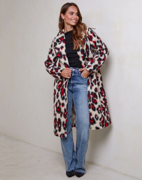 Manteau Sarah leopard rouge