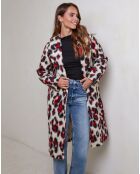 Manteau Sarah leopard rouge