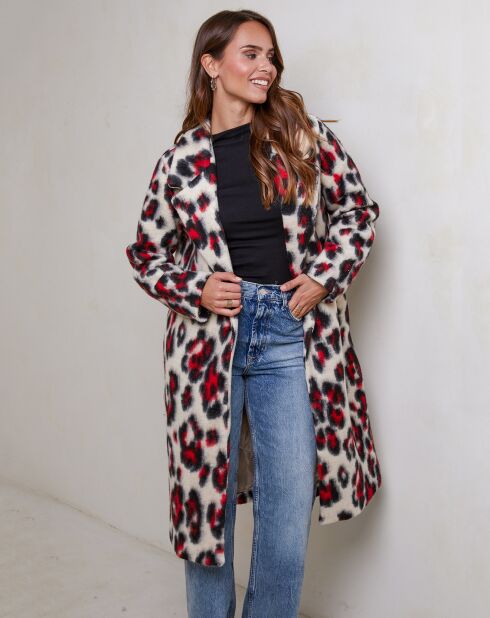 Manteau Sarah leopard rouge