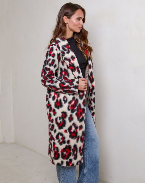 Manteau Sarah leopard rouge