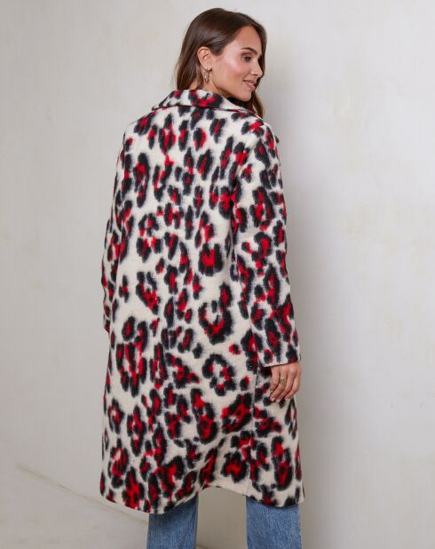 Manteau Sarah leopard rouge