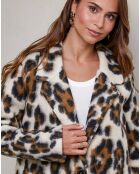 Manteau Sarah leopard camel