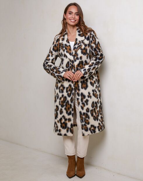 Manteau Sarah leopard camel