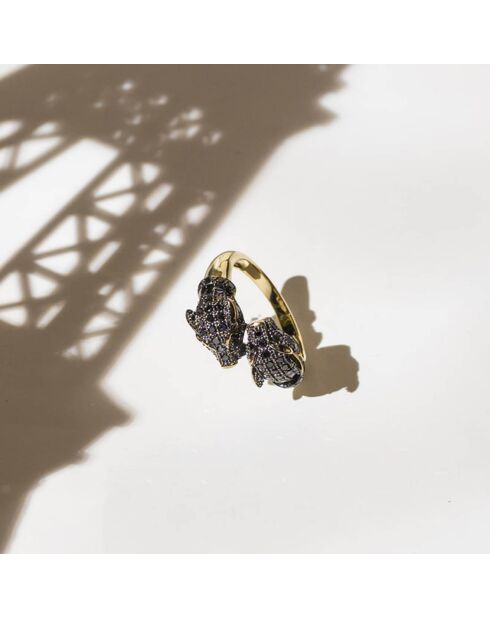 Bague Amour de Panthères Diamants Noirs 0.79 ct or jaune