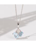 Pendentif D'ici & d'ailleurs or blanc Diamants 0.05 ct & Topazes Bleues 1.17 ct