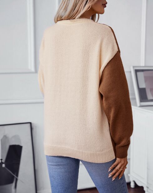 Pull Bonny marron/beige