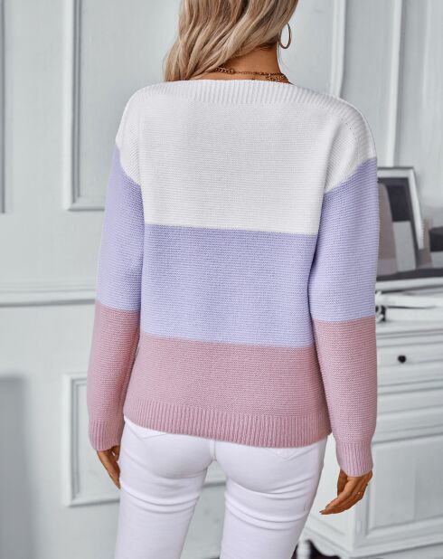 Pull Bridget rose/blanc/violet