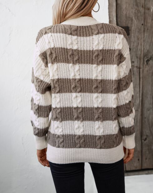 Pull Charley marron/blanc