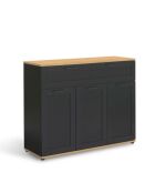 Buffet Marius 3 portes 1 tiroir noir et bois L100cm