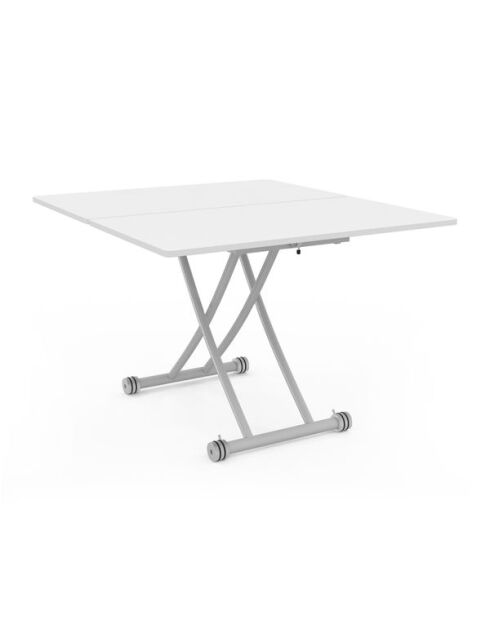 Table repas 2 en 1 Tribeca hauteur ajustable bois et blanc