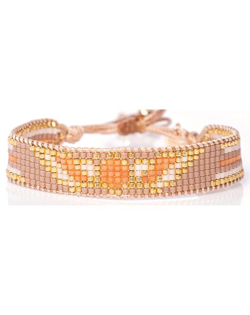 Bracelet Peach Nougat en Perles Miyuki pêche/nude/doré