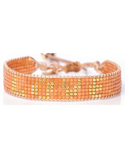 Bracelet Peach Nougat en Perles Miyuki pêche/nude/doré